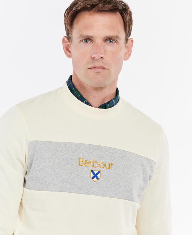 Barbour Honour Panel Crew Férfi Pulóverek Bézs | 865371-NQP