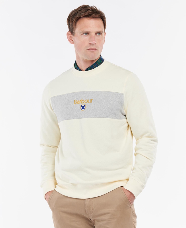 Barbour Honour Panel Crew Férfi Pulóverek Bézs | 865371-NQP
