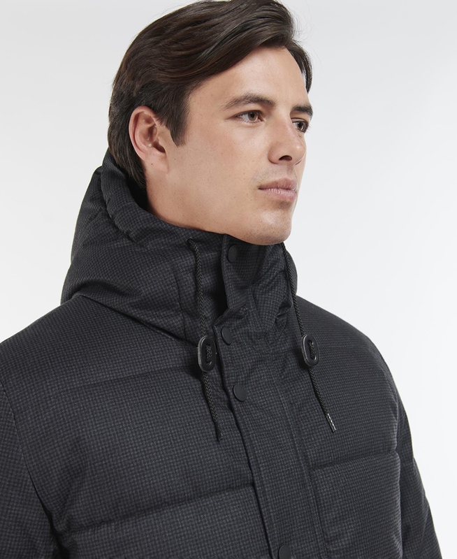 Barbour Hoxley Baffle Férfi Vattázott Kabát Fekete | 578016-KQU