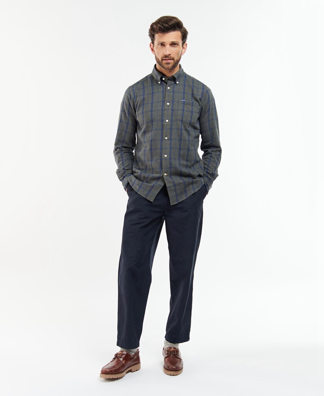 Barbour Inverbeg Tailored Férfi Ingek Szürke | 672158-SFC