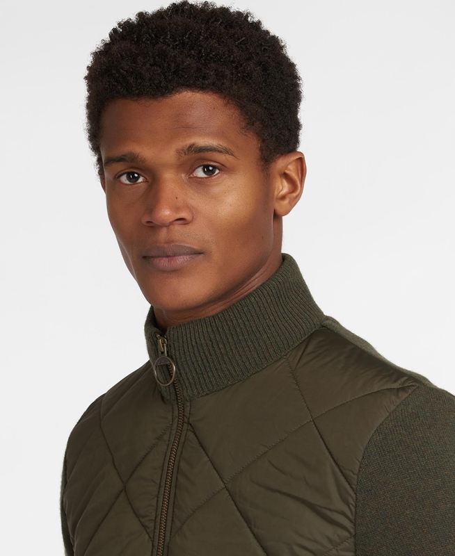 Barbour Jacke Arch Diamond Quilt Knit Férfi Pulóverek Olivazöld | 275490-KGO
