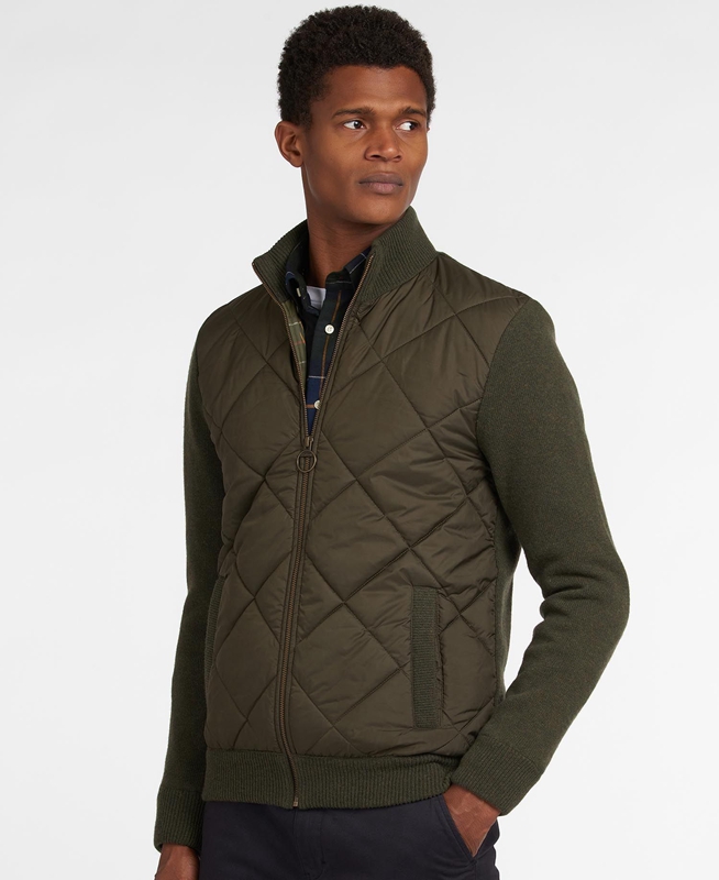 Barbour Jacke Arch Diamond Quilt Knit Férfi Pulóverek Olivazöld | 275490-KGO
