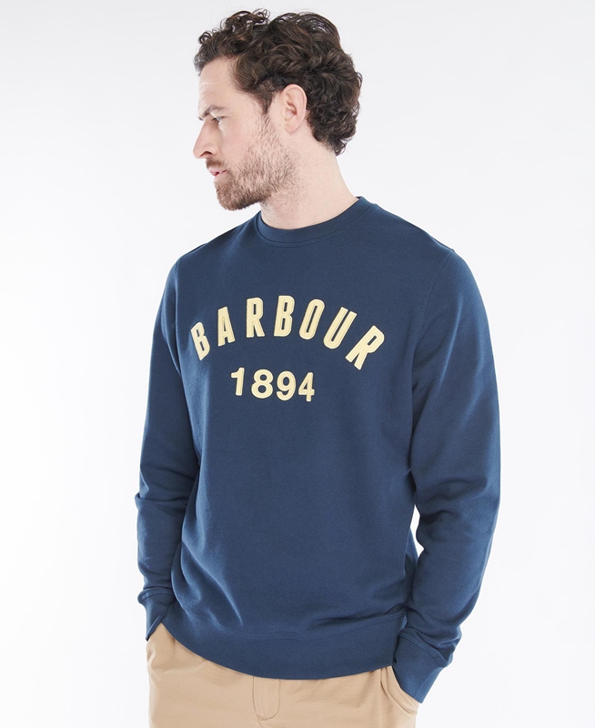 Barbour John Crew Férfi Pulóverek Sötétkék | 795416-IXK