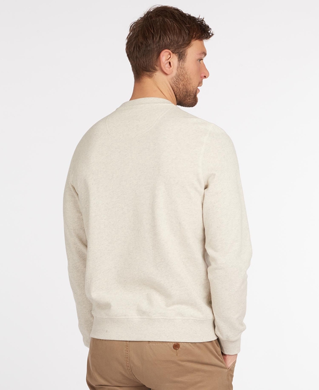 Barbour John Crew Neck Férfi Pulóverek Bézs | 230475-TOU
