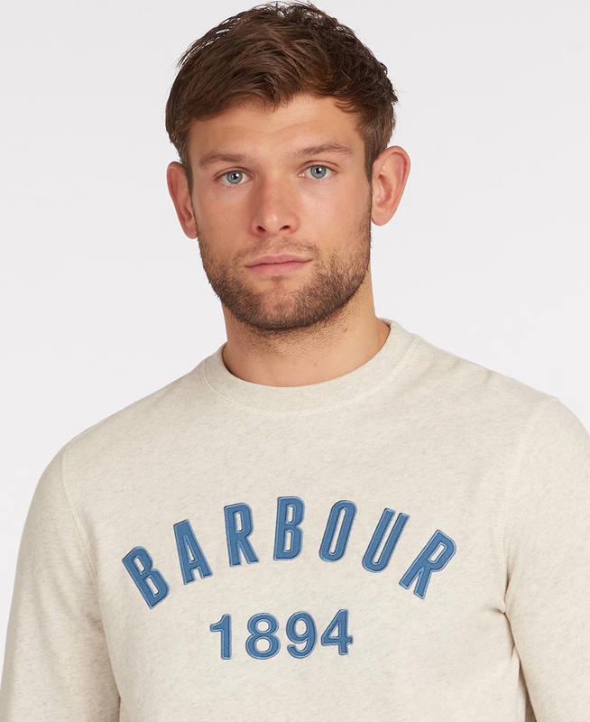 Barbour John Crew Neck Férfi Pulóverek Bézs | 230475-TOU
