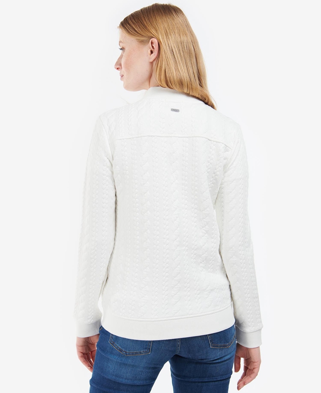 Barbour Kelsey Zip Női Pulóverek Fehér | 615207-MVT
