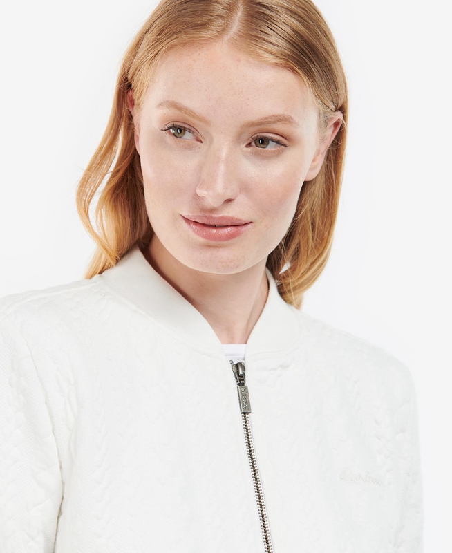 Barbour Kelsey Zip Női Pulóverek Fehér | 615207-MVT
