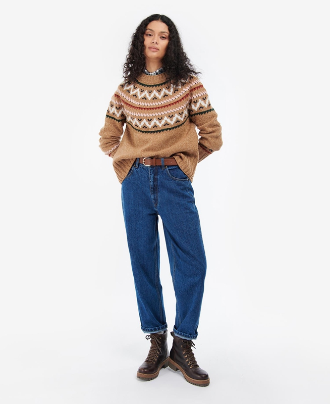 Barbour Langford Knit Női Pulóverek Bézs | 935017-YDX