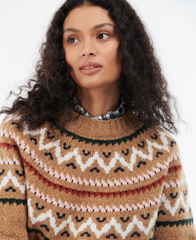 Barbour Langford Knit Női Pulóverek Bézs | 935017-YDX