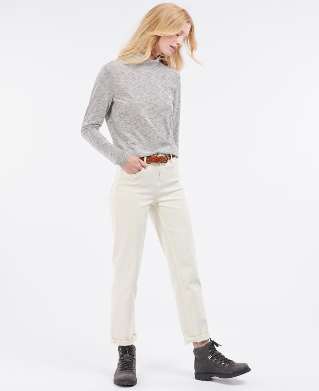 Barbour Leathes Top Női Póló Krém | 273068-ZTB