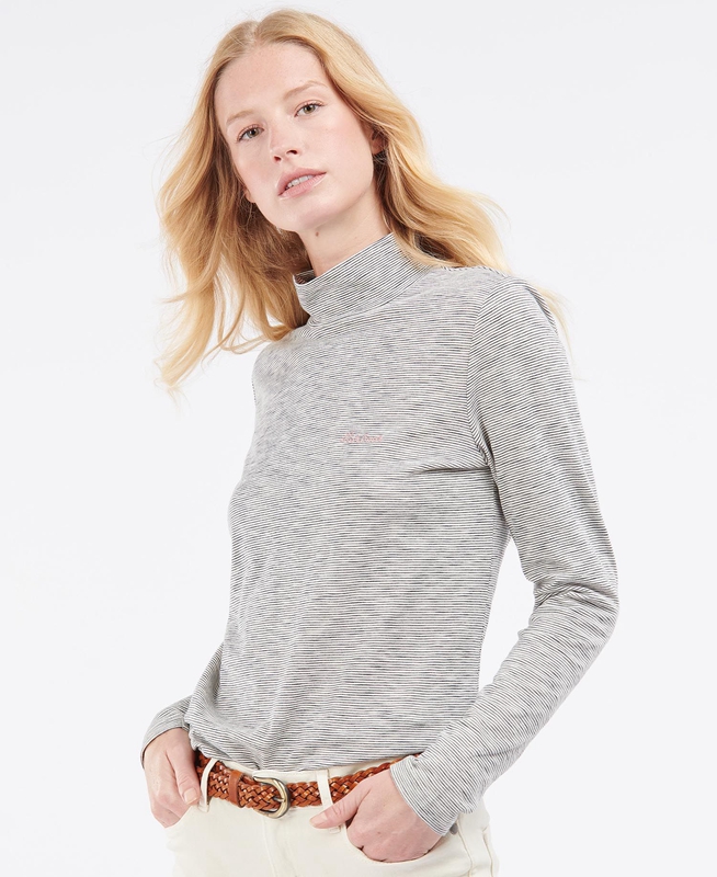 Barbour Leathes Top Női Póló Krém | 273068-ZTB