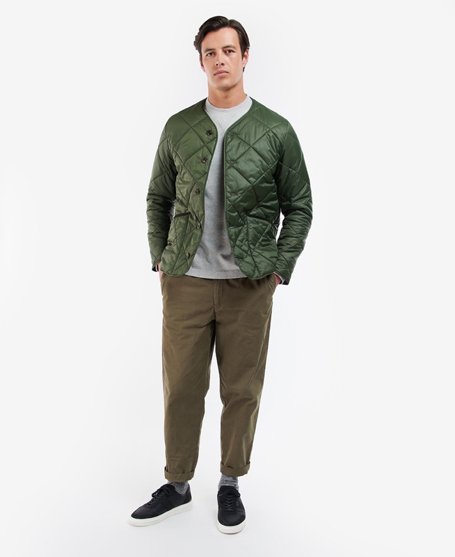 Barbour Liddesdale Cardigan Férfi Vattázott Kabát Olivazöld | 410962-CUX