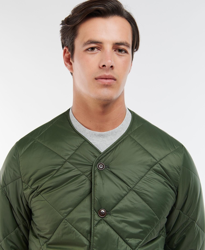 Barbour Liddesdale Cardigan Férfi Vattázott Kabát Olivazöld | 410962-CUX