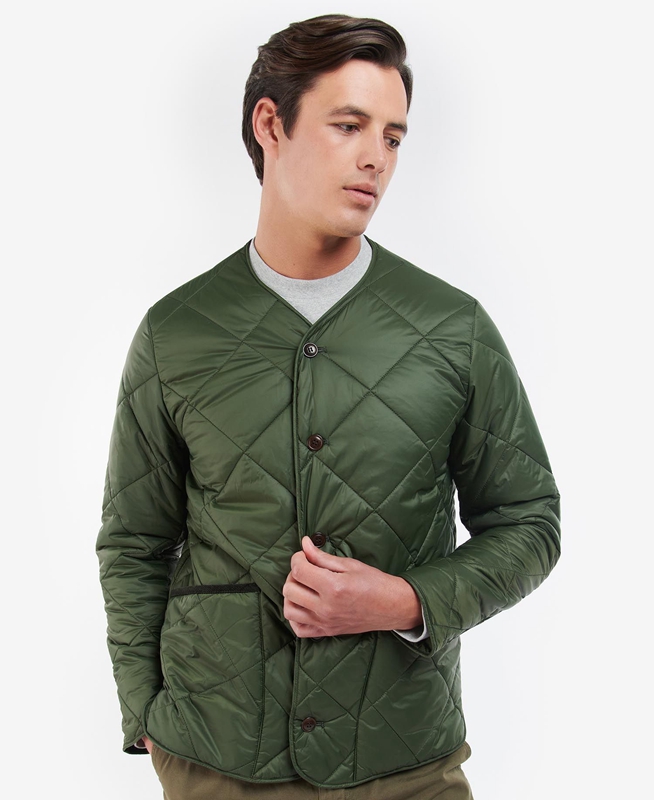 Barbour Liddesdale Cardigan Férfi Vattázott Kabát Olivazöld | 410962-CUX