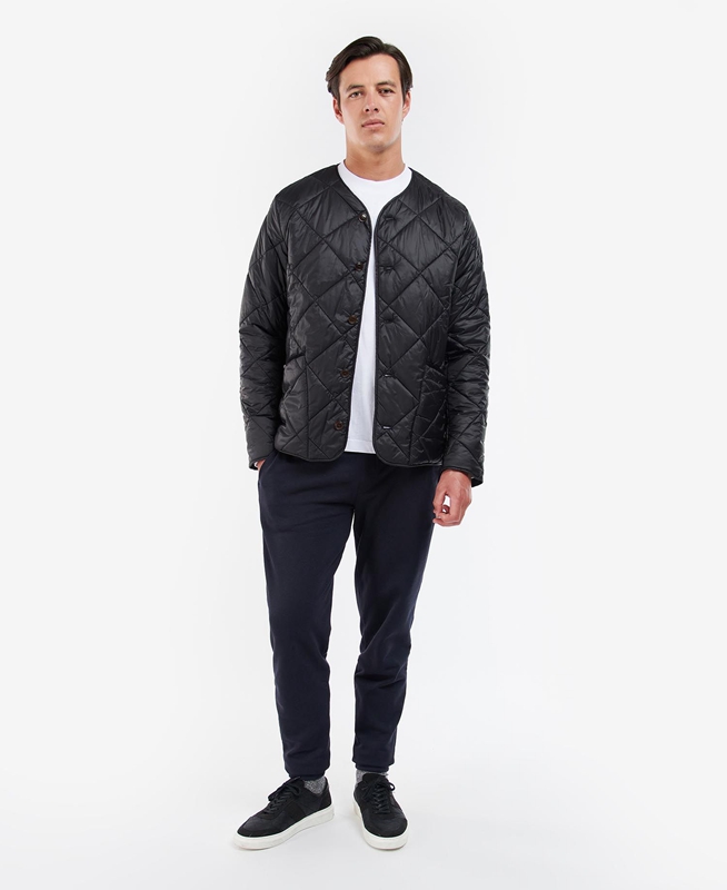 Barbour Liddesdale Cardigan Férfi Vattázott Kabát Fekete | 948365-HIU