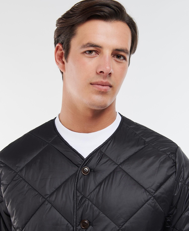 Barbour Liddesdale Cardigan Férfi Vattázott Kabát Fekete | 948365-HIU