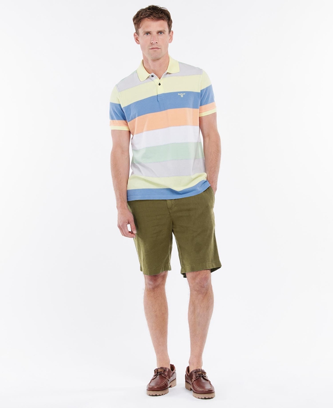 Barbour Linen Pamut Mix Férfi Nadrág Zöld | 093867-BZK