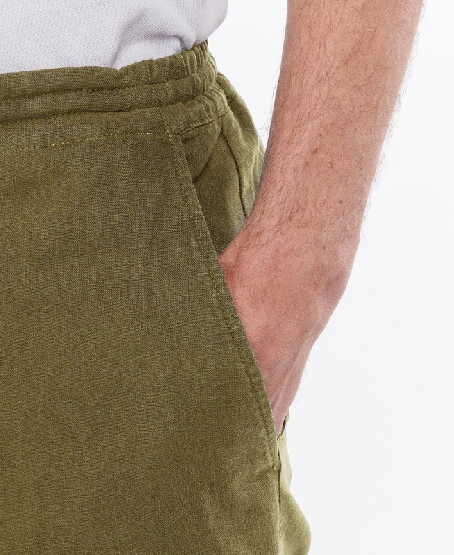 Barbour Linen Pamut Mix Férfi Nadrág Zöld | 093867-BZK