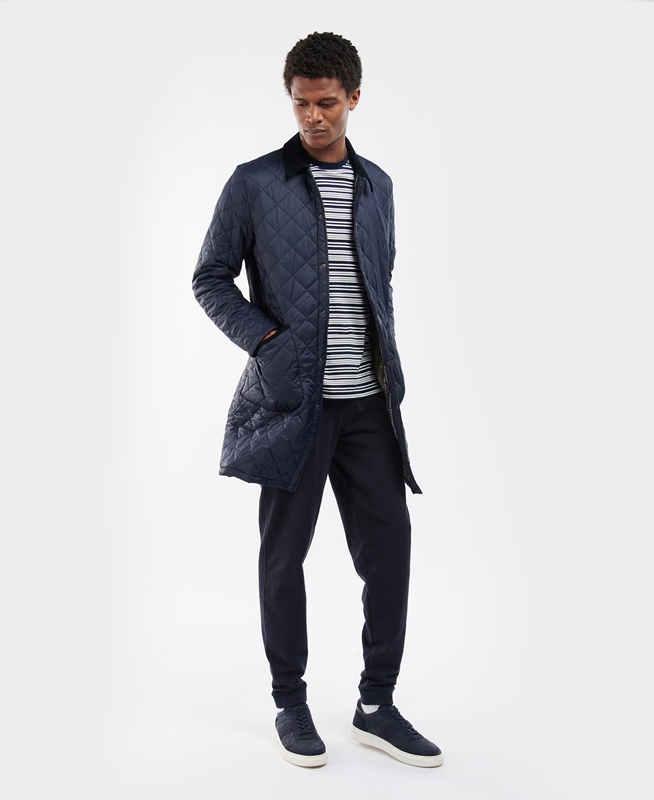 Barbour Long Liddesdale Férfi Vattázott Kabát Sötétkék | 498701-DPL