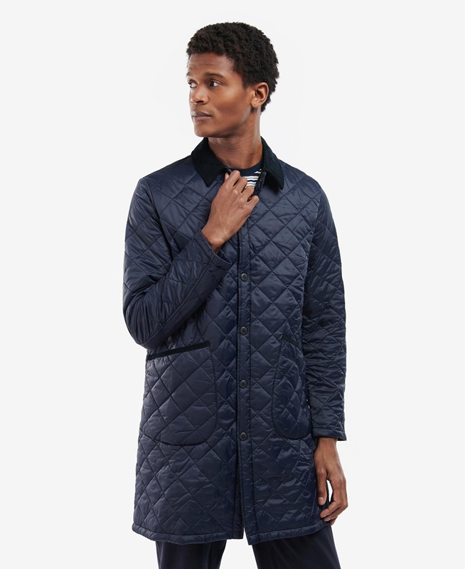 Barbour Long Liddesdale Férfi Vattázott Kabát Sötétkék | 498701-DPL