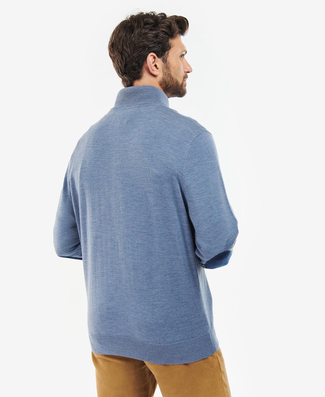 Barbour Loyton Merino Half Zip Férfi Pulóverek Bézs | 038156-TZM