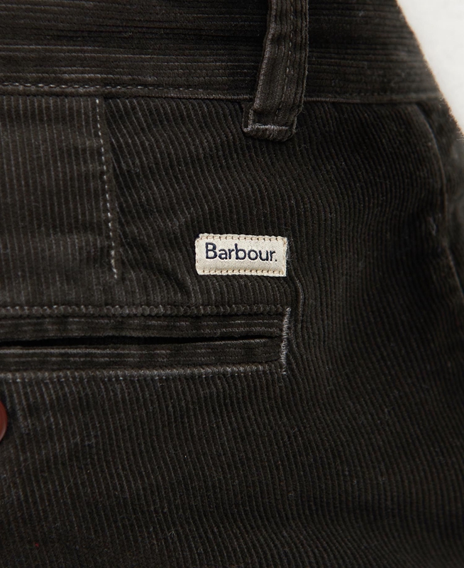 Barbour Neuston Stretch-Cord Trousers Férfi Nadrág Fekete | 439205-ENP