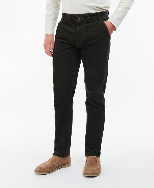 Barbour Neuston Stretch-Cord Trousers Férfi Nadrág Fekete | 439205-ENP