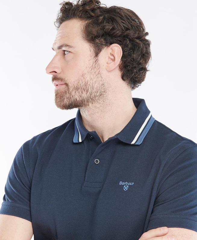 Barbour Otterburn Férfi Polo shirts Sötétkék | 654931-WLK