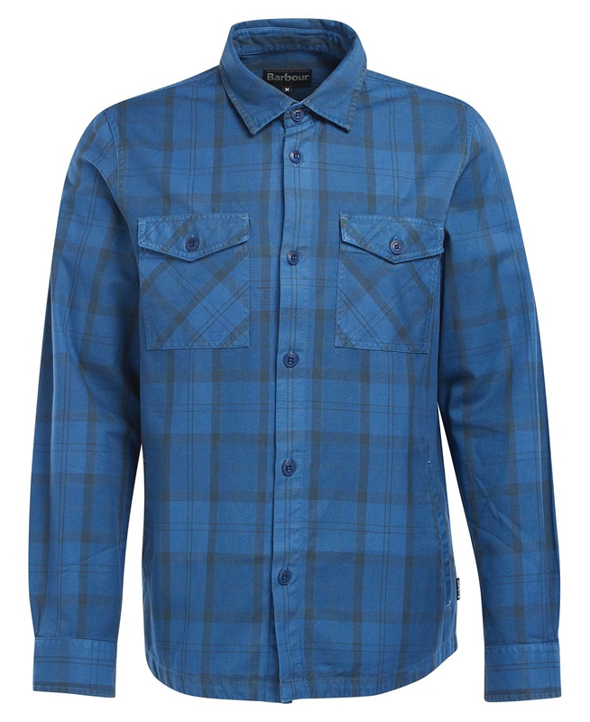 Barbour Overdyed Cannich Overshirt Férfi Ingek Kék | 850432-EKA