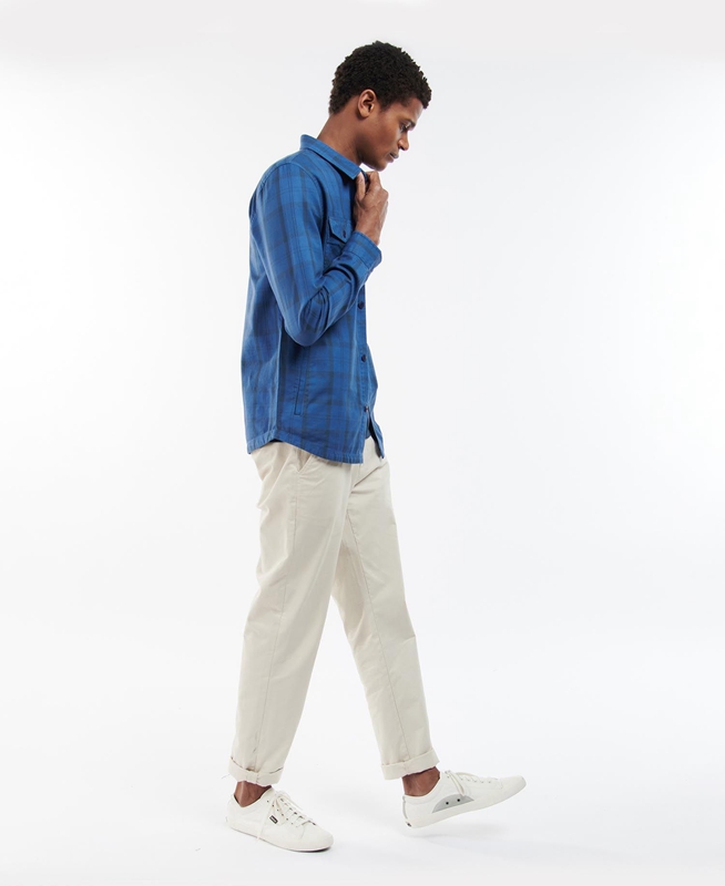 Barbour Overdyed Cannich Overshirt Férfi Ingek Kék | 850432-EKA