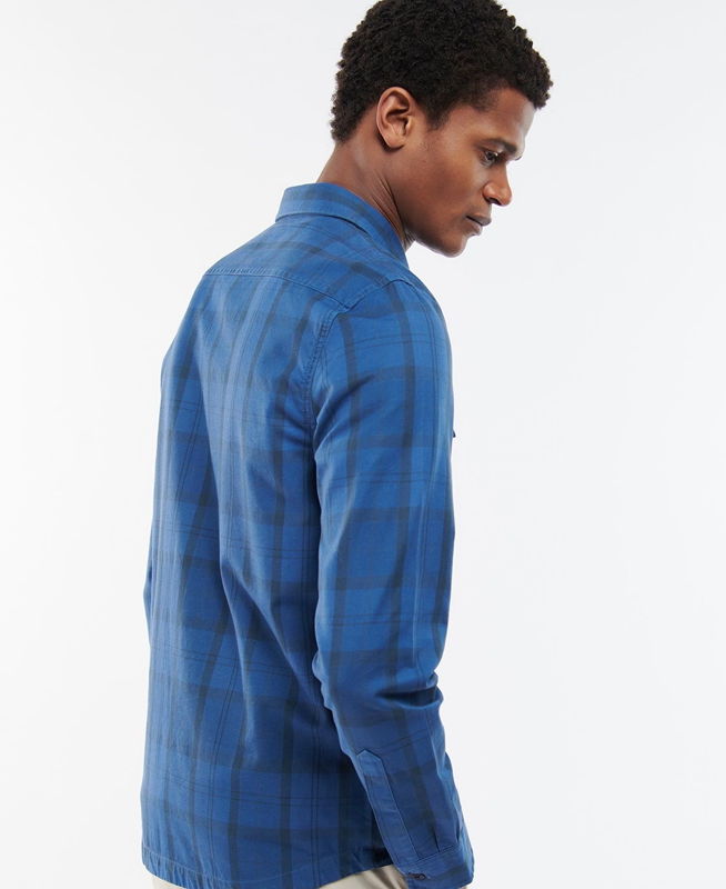 Barbour Overdyed Cannich Overshirt Férfi Ingek Kék | 850432-EKA