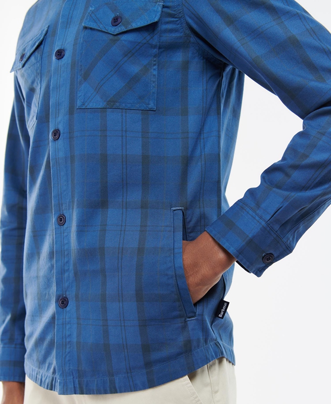 Barbour Overdyed Cannich Overshirt Férfi Ingek Kék | 850432-EKA