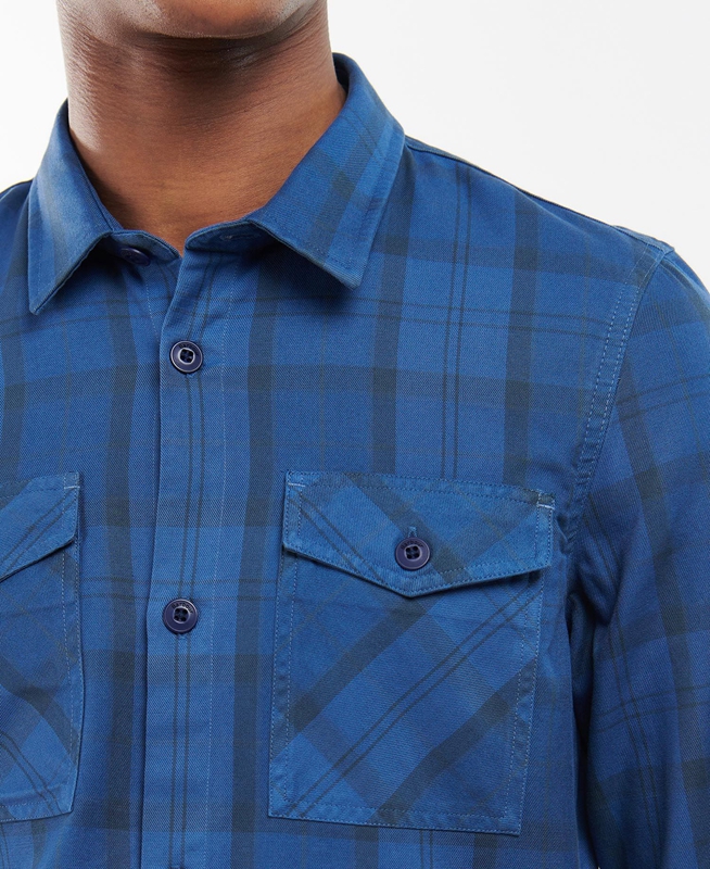 Barbour Overdyed Cannich Overshirt Férfi Ingek Kék | 850432-EKA