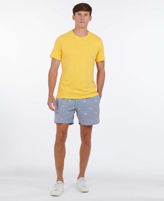 Barbour Palm Stripe Swim Férfi Nadrág Sötétkék | 785149-ORB