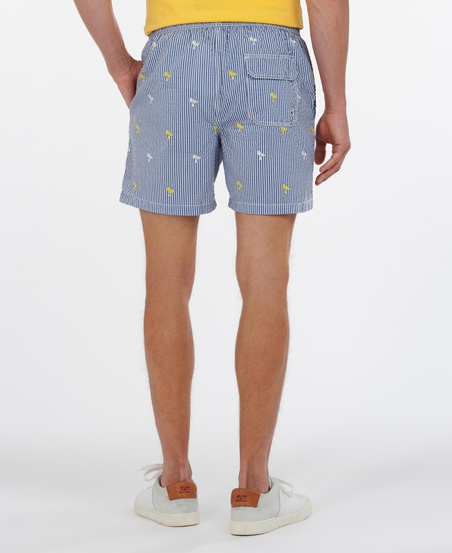 Barbour Palm Stripe Swim Férfi Nadrág Sötétkék | 785149-ORB