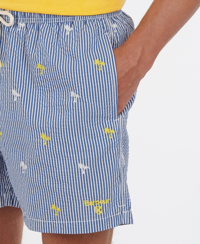 Barbour Palm Stripe Swim Férfi Nadrág Sötétkék | 785149-ORB