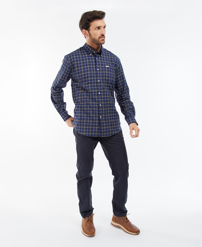 Barbour Pelton Regular Férfi Ingek Sötétkék | 571063-OHN