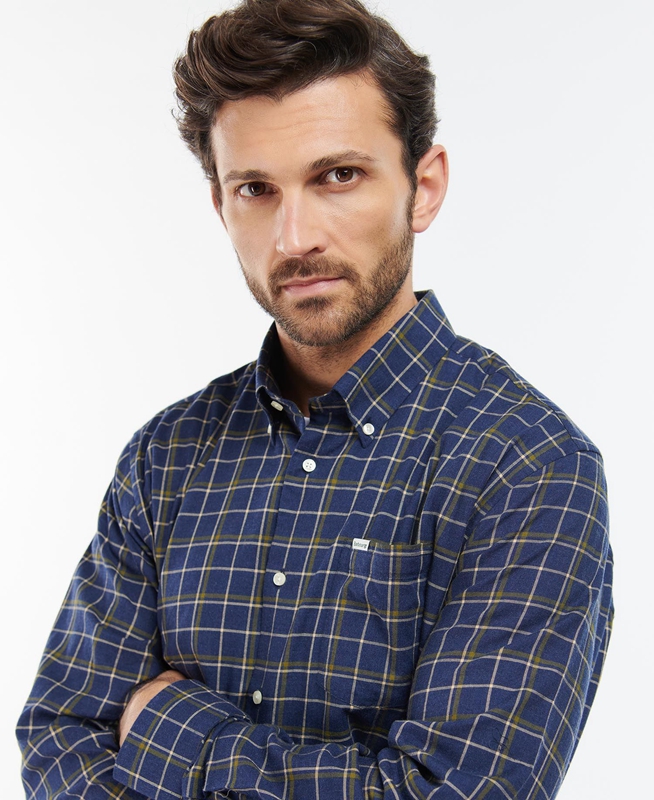 Barbour Pelton Regular Férfi Ingek Sötétkék | 571063-OHN