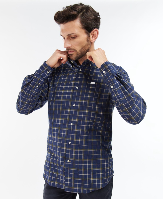 Barbour Pelton Regular Férfi Ingek Sötétkék | 571063-OHN