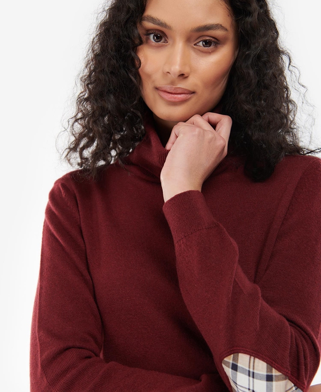 Barbour Pendle Roll-Neck Női Pulóverek Piros | 376582-GZT