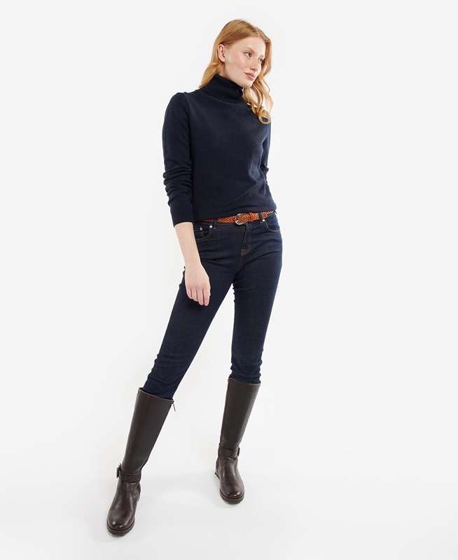 Barbour Pendle Roll-Neck Női Pulóverek Sötétkék | 917832-KDZ