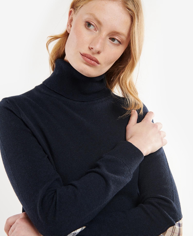 Barbour Pendle Roll-Neck Női Pulóverek Sötétkék | 917832-KDZ