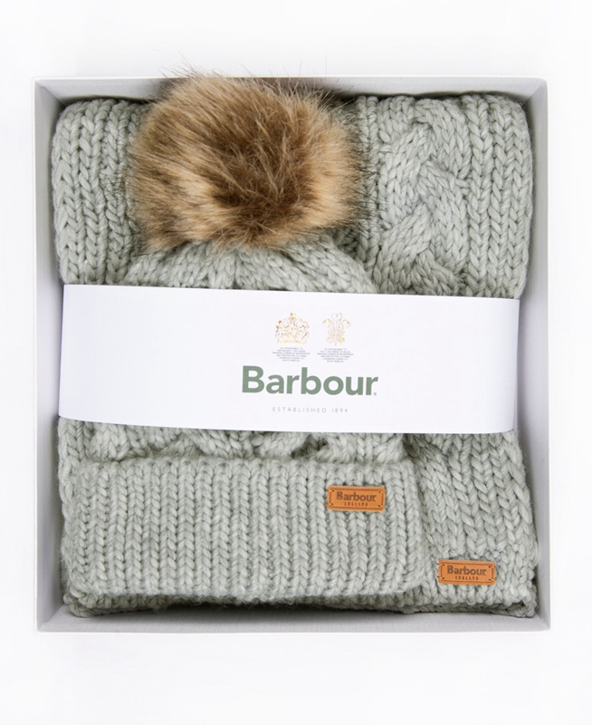 Barbour Penshaw Beanie & Scarf Set Női Kalap Szürke | 740562-VYC