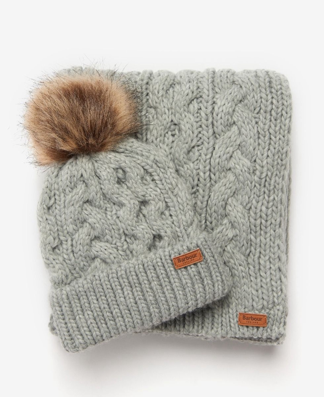 Barbour Penshaw Beanie & Scarf Set Női Kalap Szürke | 740562-VYC