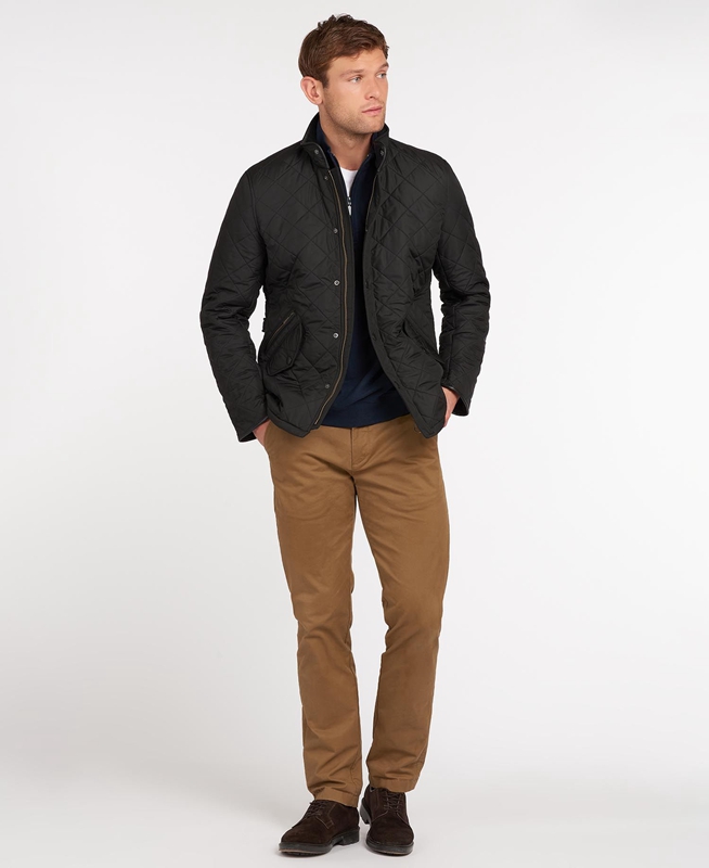 Barbour Powell Férfi Vattázott Kabát Fekete | 827645-AWN