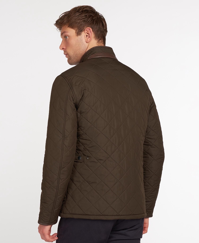 Barbour Powell Férfi Vattázott Kabát Olivazöld | 185092-GLW