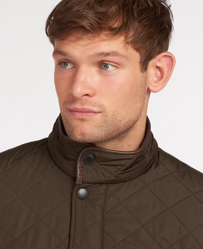 Barbour Powell Férfi Vattázott Kabát Olivazöld | 185092-GLW