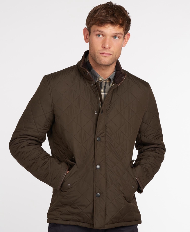 Barbour Powell Férfi Vattázott Kabát Olivazöld | 185092-GLW
