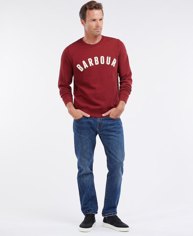 Barbour Prep Logo Crew Férfi Pulóverek Piros | 847231-PDV