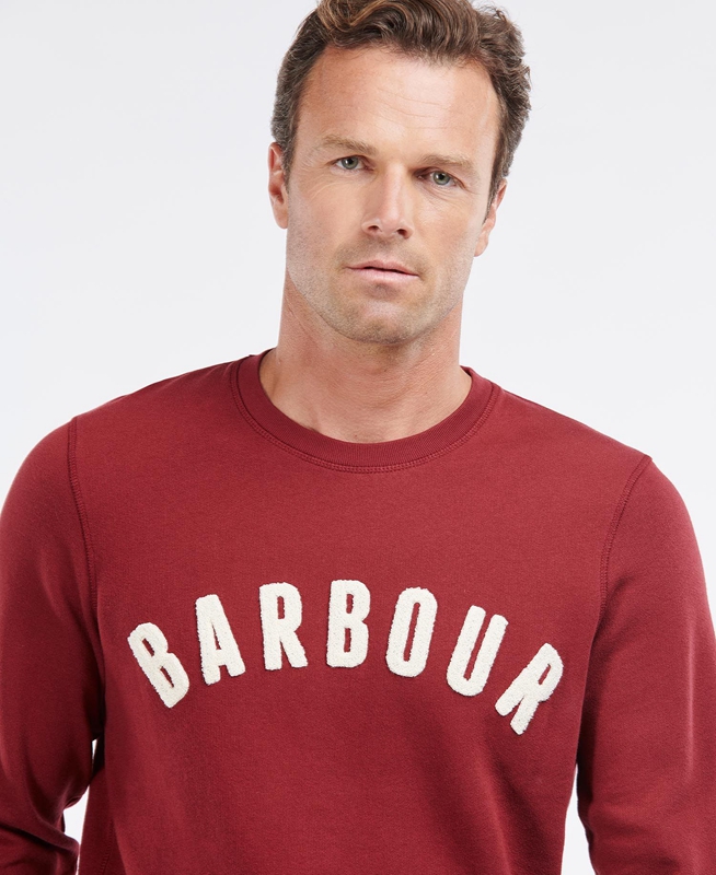 Barbour Prep Logo Crew Férfi Pulóverek Piros | 847231-PDV